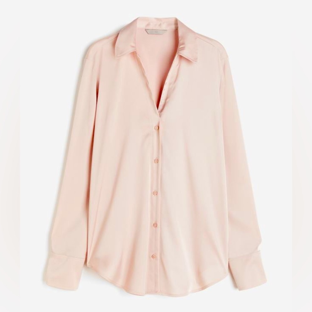 H&M V-Neck Blouse NWT M Light Pink